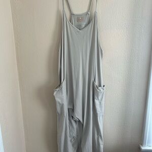 Gray Sleeveless Jumpsuit with Pockets